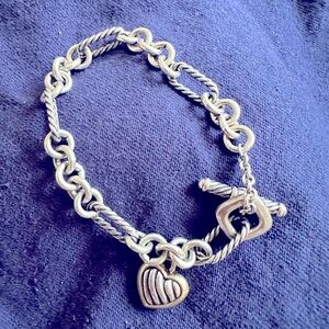 David Yurman silver and gold heart toggle bracelet 7.5”